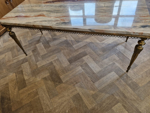 1930's Italian Marble & Brass Coffee Table
