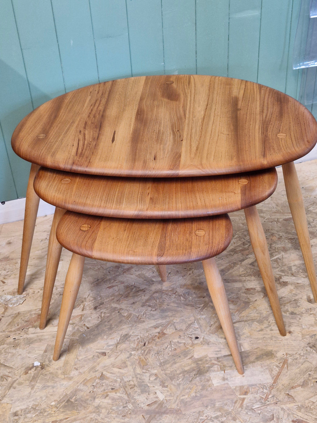 Set of 3 Ercol Pebble Tables
