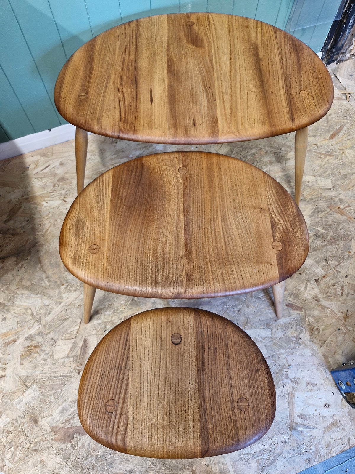 Set of 3 Ercol Pebble Tables